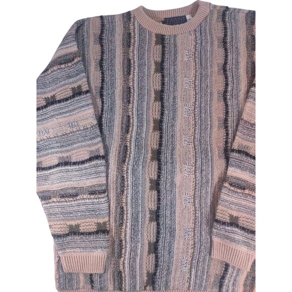 Vintage American Priority Neutral 3D Knit Cosby Style Crewneck Sweater 9… - Picture 2 of 7